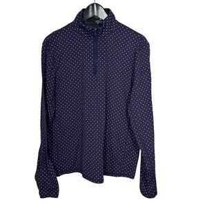 Greyson Mens Tate 1/4 Zip Pullover Sz S Wolf AOP Icon Dot Print Golf Navy Pink